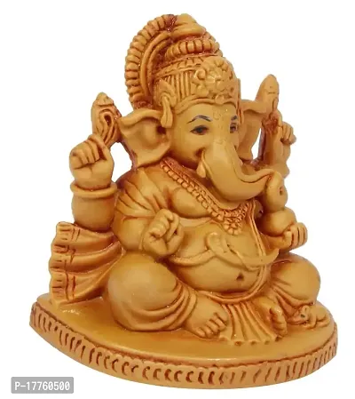 Kartique Car Dashboard Idol Ganesha Murti for Desk Office Study Table Height 2.75 Inch Brown Color Size Small-thumb2