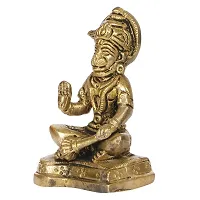 Karituqe Brass Bhagwan Hanuman Idol in The Blessing Pose Murti for Home Mandir in Gold Color-thumb2