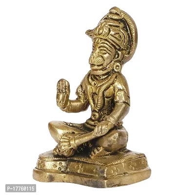 Karituqe Brass Bhagwan Hanuman Idol in The Blessing Pose Murti for Home Mandir in Gold Color-thumb3