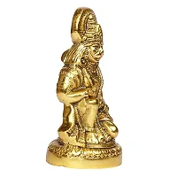 Kartique Metal Bhagwan Hanuman Sitting with Gada Murti for Home Puja Idol Blessing Bajrangbali Statue for Pooja Gift Living Room Mandir Height 6.25 Inch Gold Color Size Large-thumb1