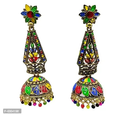 Traditional Gold Plated Multicolour Jhumki-thumb0