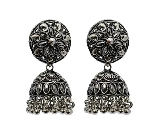 German Oxidised Gun Metal Jhumki For Women and Girls For Party, wedding, festivals