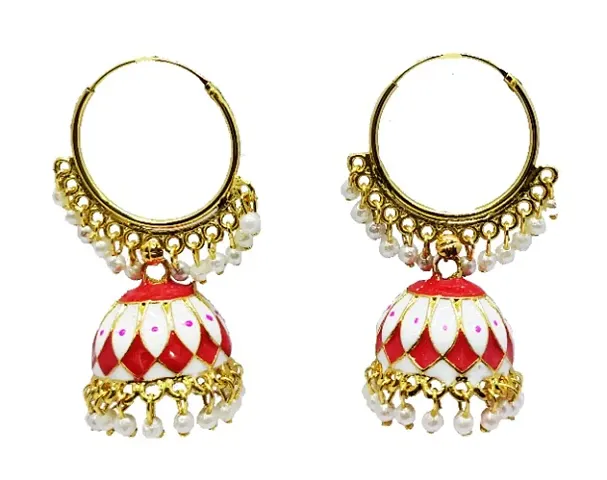 Bollywood Earrings Set, Hoop Pearls Earrings Set, MeenakariEarrings Indian Earrings Set, Jhumka Jhumki Earrings Set This Earring Is About 6cm long