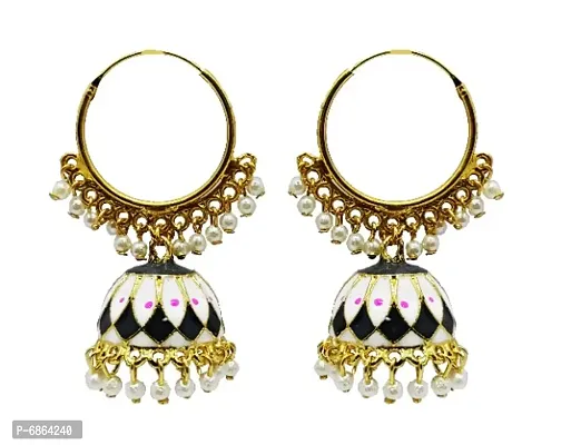 Bollywood Earrings Set, Hoop Pearls Earrings Set, MeenakariEarrings  Indian Earrings Set, Jhumka Jhumki Earrings Set This Earring Is About 6cm long