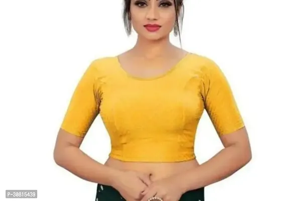 Reliable Yellow Lycra Embellished Stitched Blouse For Women-thumb0