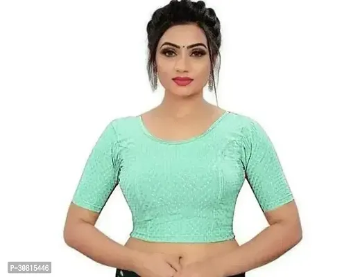 Reliable Green Lycra Embellished Stitched Blouse For Women