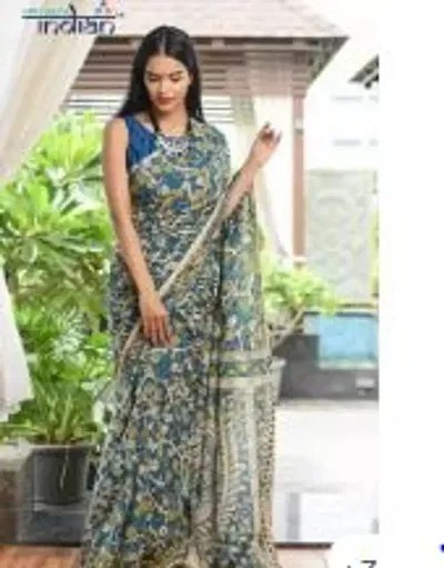 Attractive Linen Saree with Blouse piece 