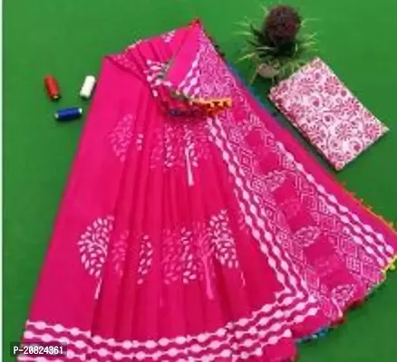 Fancy Cotton Saree with Blouse Piece for Women-thumb0