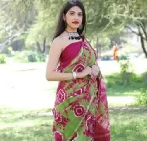 Attractive Cotton Saree with Blouse piece 