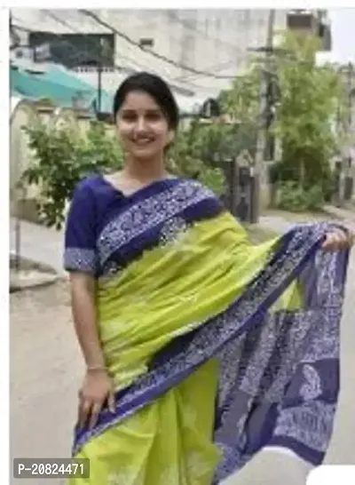 Fancy Cotton Saree with Blouse Piece for Women-thumb0