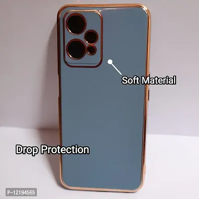 Thubans Soft Silicone Back Cover with Multiple Colur and Golden Frame for Realme 9 Pro (Blue)-thumb3