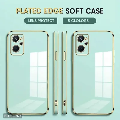 Thubans Soft Silicone Back Cover with Transparent and Golden Frame Case Pattern for Realme 9I-thumb3