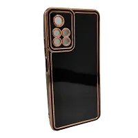 Thubans Soft Silicone Back Cover has Transparent and Golden Frame Case Pattern for Redmi Note 11T-thumb1