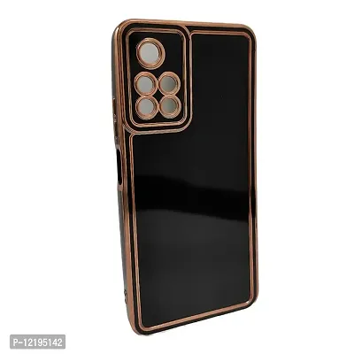 Thubans Soft Silicone Back Cover has Transparent and Golden Frame Case Pattern for Redmi Note 11T-thumb2