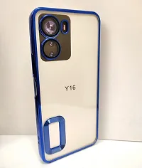 Thubans Soft Silicone Back Cover with Golden Frame Case Pattern for VIVO Y16 Transparent-thumb1