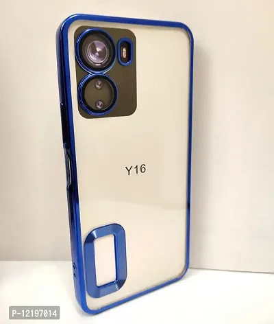 Thubans Soft Silicone Back Cover with Golden Frame Case Pattern for VIVO Y16 Transparent-thumb2