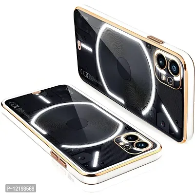 Thuban Soft Silicone Back Cover with Transparent and Golden Frame Case Pattern for Nothing Phone 1