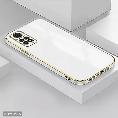 Thuban Soft Silicone Back Cover and Golden Frame for Redmi Note 11 / Note 11S (White)-thumb0