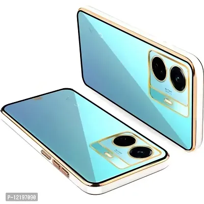 Thubans Soft Silicone Back Cover with Transparent and Golden Frame Case Pattern for VIVO T1 44W