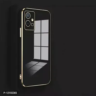 Thubans Soft Silicone Back Cover with Golden Frame Case Pattern for VIVO T1 5G-thumb0