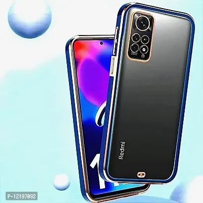 Thubans Soft Silicone Back Cover with Transparent and Golden Frame Case Pattern for Redmi Note 11 pro/Note 11 pro Plus (Blue)