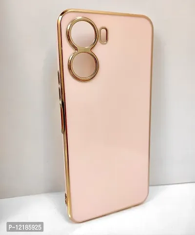 Thubans Soft Silicone Back Cover with Golden Frame Case Pattern for VIVO Y16 (Pink)-thumb2