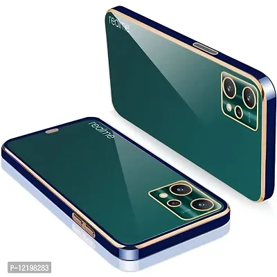 Thuban Soft Silicone Back Cover with Transparent and Golden Frame Case Pattern for Realme 9 Pro 5G