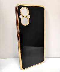 Thubans Soft Silicone Back Cover with Golden Frame Case Pattern for Oppo F21 Pro 5G-thumb1