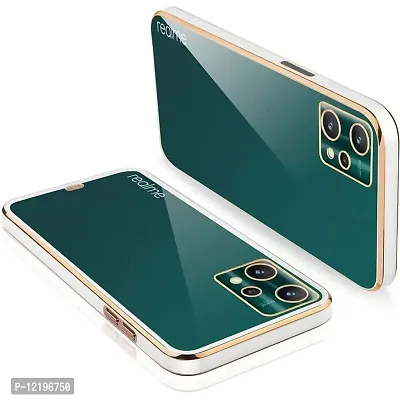 Thuban Soft Silicone Back Cover with Transparent and Golden Frame Case Pattern for Realme 9 Pro 5G