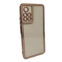 Thubans Soft Silicone Back Cover has Transparent and Golden Frame Case Pattern for Redmi Note 11T-thumb1