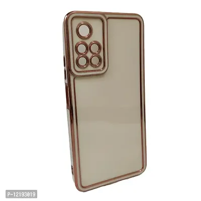 Thubans Soft Silicone Back Cover has Transparent and Golden Frame Case Pattern for Redmi Note 11T-thumb2