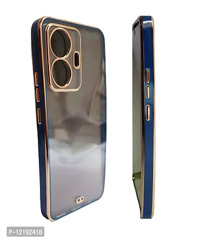 Thubans Soft Silicone Back Cover with Transparent and Golden Frame Case Pattern for VIVO T1 44W-thumb0