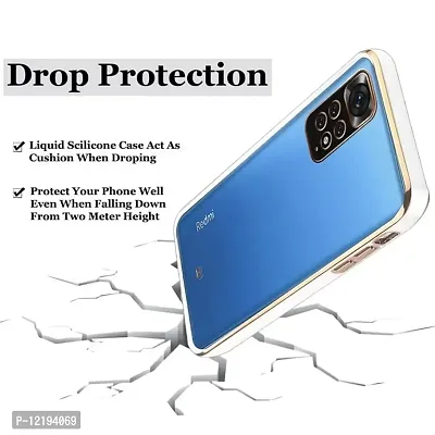 Thubans Soft Silicone Back Cover with Transparent and Golden Frame Case Pattern for Redmi Note 11/ Note 11s-thumb2