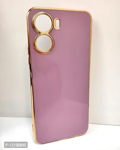 Thubans Soft Silicone Back Cover with Golden Frame Case Pattern for VIVO Y16 (Purple)