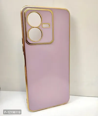 Thubans Soft Silicone Back Cover with Golden Frame Case Pattern for VIVO Y22 (Purple)
