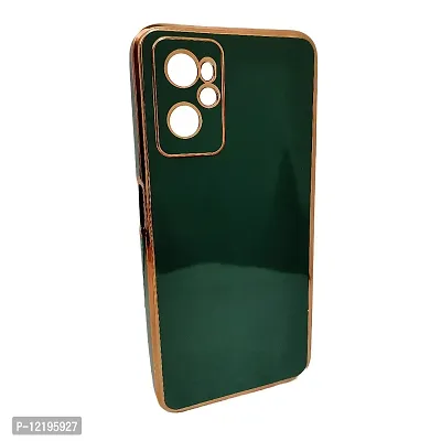 Thubans Soft Silicone Back Cover with Transparent and Golden Frame Case Pattern for Realme 9I