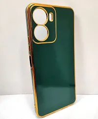 Thubans Soft Silicone Back Cover with Golden Frame Case Pattern for VIVO Y16 (Green)-thumb1