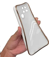 Thuban Soft Silicone Back Cover and Golden Frame for Redmi Note 11 / Note 11S (White)-thumb1