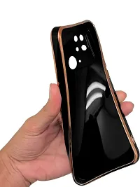 Thubans Soft Silicone Back Cover has Transparent and Golden Frame Case Pattern for Redmi Note 11T-thumb2