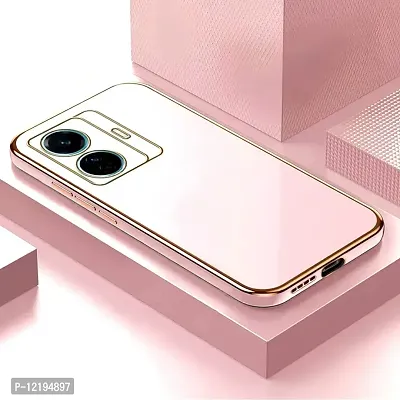 Thuban Soft Silicone Back Cover with Transparent and Golden Frame Case Pattern for VIVO T1 Pro 5G