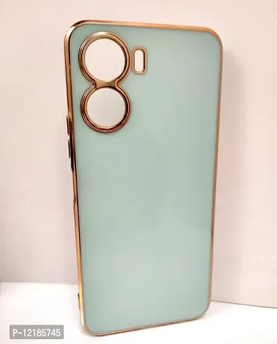 Thubans Soft Silicone Back Cover with Golden Frame Case Pattern for VIVO Y16-thumb0