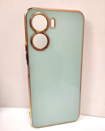 Thubans Soft Silicone Back Cover with Golden Frame Case Pattern for VIVO Y16