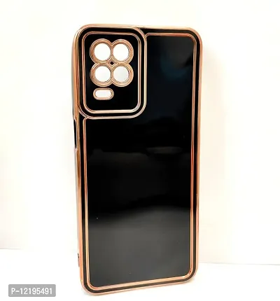 Thuban Soft Silicone Back Cover with Transparent and Golden Frame Case Pattern for Realme 9