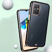 Thuban Soft Silicone Back Cover with Transparent and Golden Frame Case Pattern for VIVO T1 5G / IQOO Z6 5G /Vivo Y 75-thumb1