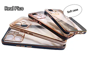 Thubans Soft Silicone Back Cover with Transparent and Golden Frame Case Pattern for VIVO T1 44W-thumb3