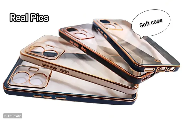 Thubans Soft Silicone Back Cover with Transparent and Golden Frame Case Pattern for VIVO T1 44W-thumb4