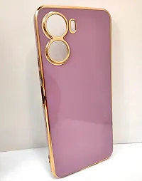 Thubans Soft Silicone Back Cover with Golden Frame Case Pattern for VIVO Y16 (Purple)-thumb1