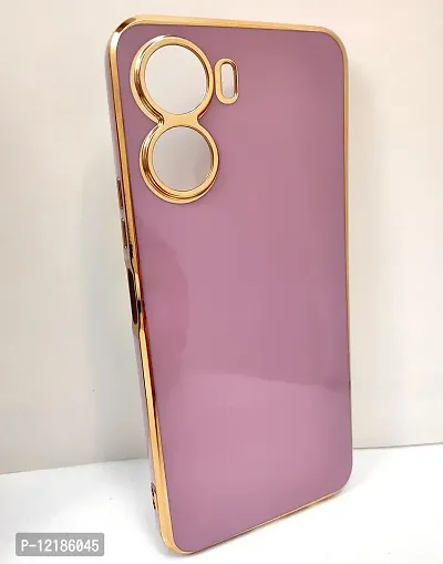 Thubans Soft Silicone Back Cover with Golden Frame Case Pattern for VIVO Y16 (Purple)-thumb2