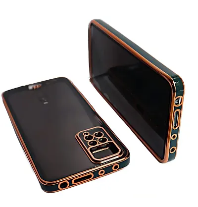 Thubans Soft Silicone Back Cover with Transparent and Golden Frame Case Pattern for Redmi Note 11/ Note 11s