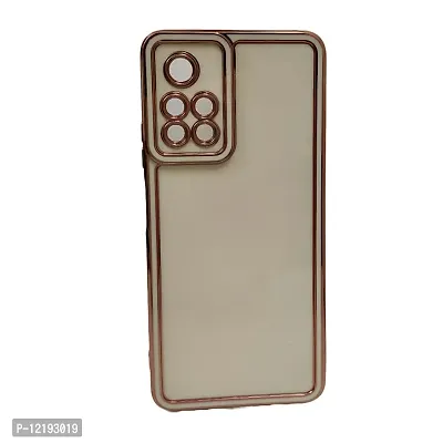Thubans Soft Silicone Back Cover has Transparent and Golden Frame Case Pattern for Redmi Note 11T-thumb0